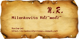 Milenkovits Rómeó névjegykártya